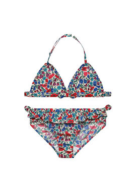 Çiçek Desenli Coton Kız Çocuk Bikini Takımı