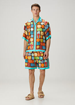 Summer Lovers Kolaj Desenli İpek Bermuda