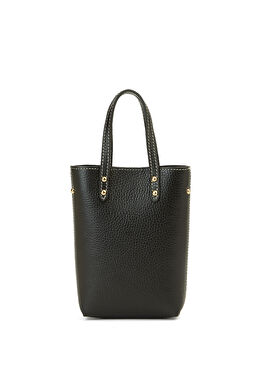 Siyah Desenli Kadın Deri Postacı Çantası