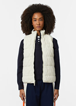 Beyaz Kapitone Dik Yaka Regular Fit Çift Taraflı Kadın Yelek