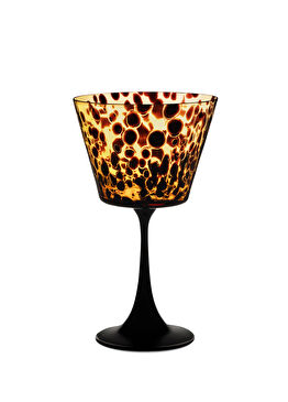 Leopar Desenli Cam Martini Bardağı