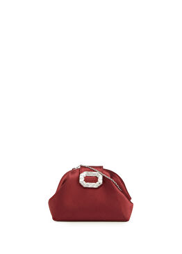 Camelia Micro Bordo Kadın Saten El Portföyü