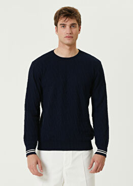 Lacivert Logo Jakarlı Kazak