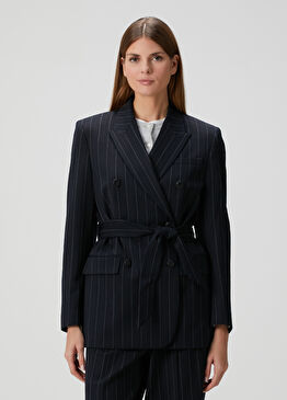 Virginia Lacivert Çizgili Blazer