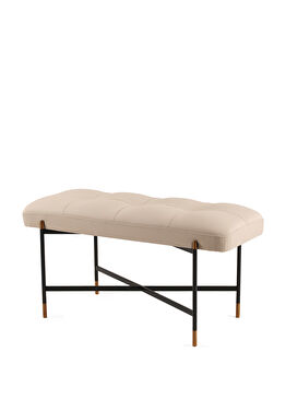 Kirit Mini Siyah Metal Ayaklı Taş Rengi Deri Bank