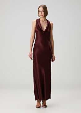 Mürdüm Maksi Abiye Elbise