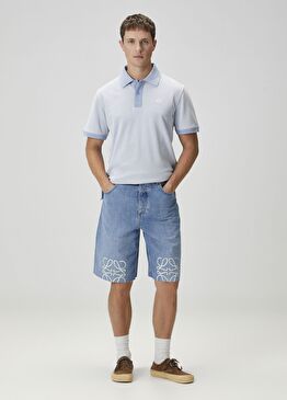 Mavi Logo Nakışlı Denim Bermuda