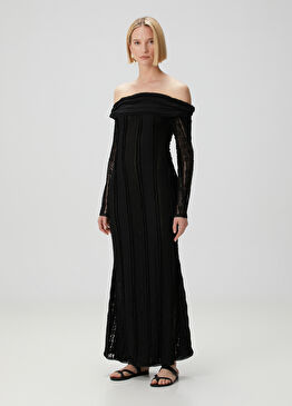 Minerva Siyah Maksi Elbise