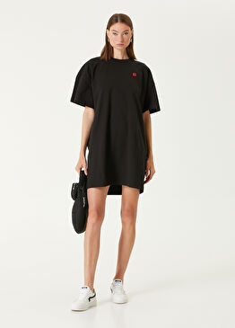 Boke Flower Siyah T-shirt Elbise