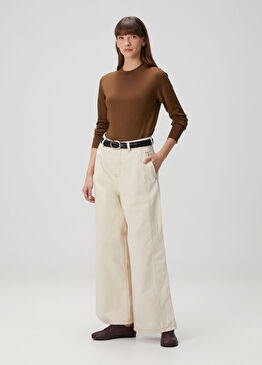 Super Wide Fit Ekru Jean Pantolon