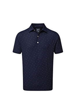 Nokta Baskılı Lacivert Polo Yaka Kısa Kollu Erkek Golf T-Shirt