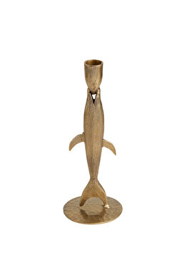 Lotus Antik Pirinç Demir Şamdan 24 cm