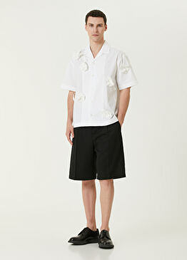 Siyah Pilili Yün Bermuda