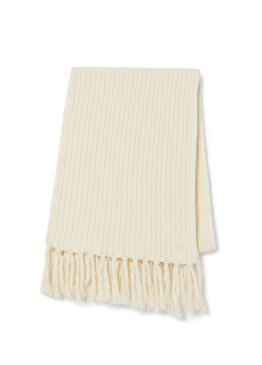 Krem Rengi Yün Kadın Atkı