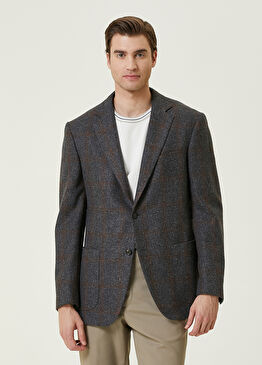 Vicenza Gri Ekose Desenli Yün Ceket