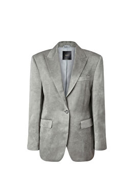 For You Gri Saten Kadın Blazer Ceket