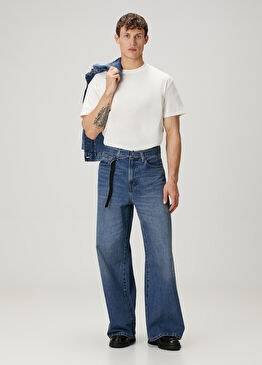 Mavi Beli Kemerli Jean Pantolon