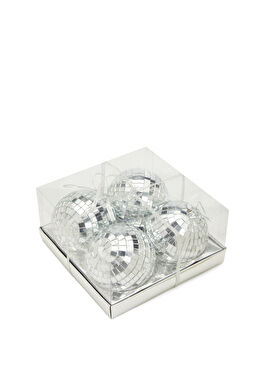 Silver 4lü Cam Yılbaşı Süsü Seti