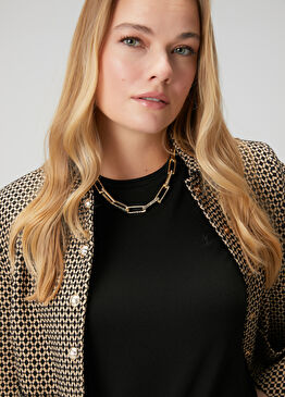 Gold Yaprak Detaylı Kadın Uzun Kolye