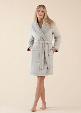 Audel Açık Gri Kadın Bornoz 