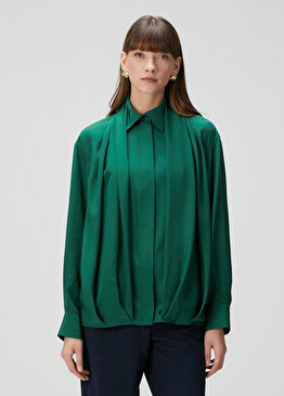 Yeşil Dökümlü İpek Gömlek