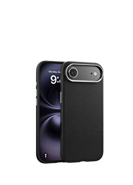 iPhone 17 Air Leather Siyah Deri Magsafe Uyumlu Telefon Kılıfı
