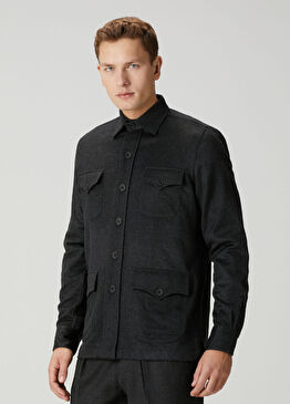 Koyu Gri Kaşmir Safari Ceket