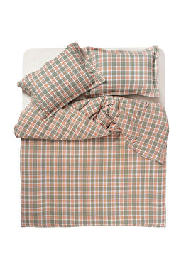 Vıseu Ekoseli Orman Yeşili Pamuk Flanel King Size Nevresim Seti 260 x 220 cm