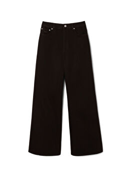 Koyu Kahverengi Wide Leg Kadın Jean Pantolon
