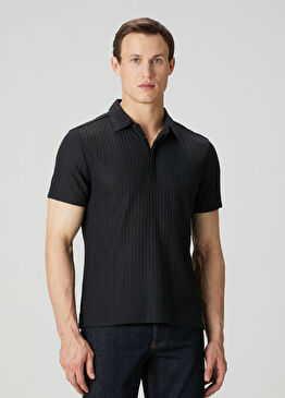 Regular Fit Grana Siyah Polo Yaka Kısa Kollu Triko