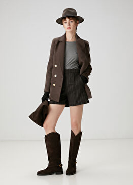 Kahverengi Çizgili Şort