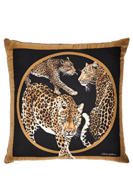 Leopar Desenli 60x60 cm İpek Dekoratif Yastık