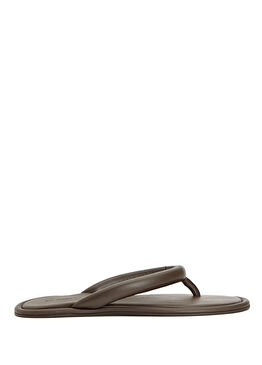 Kahverengi Kadın Deri Terlik