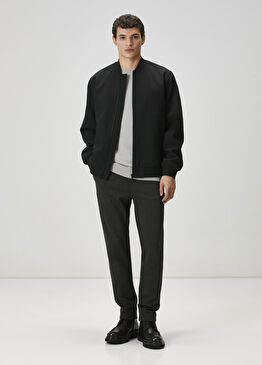 Slim Fit Antrasit Melanj Örme Pantolon