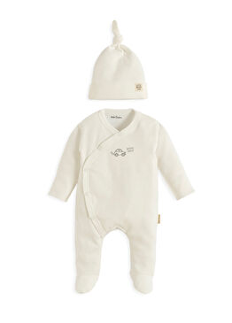 Little Driver Ekru Tulum ve Şapka Unisex Bebek 2'li Set