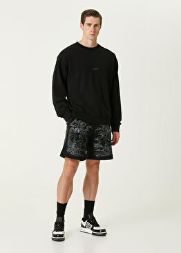 Siyah Tarot Desenli Bermuda