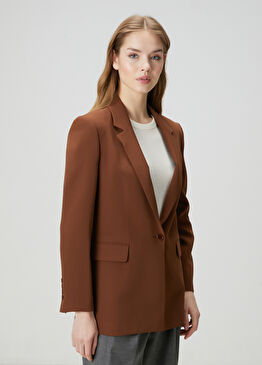 Kahverengi Krep Blazer