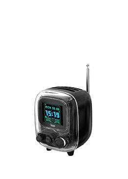Tiivoo-2 Siyah Kablosuz Piksel Ekranlı Retro Taşınabilir FM Radyolu Mini Bluetooth Hoparlör