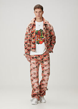 Çok Renkli Kamuflaj Desenli Jean Pantolon