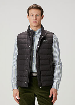 Siyah Etnik Desenli Puff Yelek