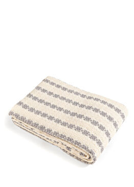 Costa Ekru/Gri %100 Pamuk Jakarlı Yatak Örtüsü Seti