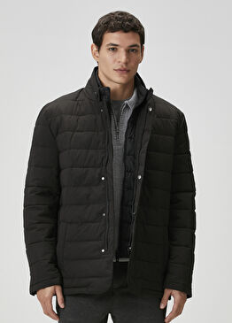 Siyah İç Yaka Detaylı Puff Parka