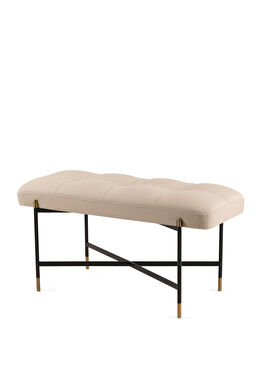 Kirit Mini Gold Detaylı Siyah Metal Ayaklı Taş Rengi Deri Bank