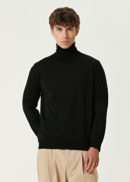 VLogo Siyah Balıkçı Yaka Yün Kazak