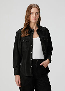 Karima Siyah Suni Deri Gömlek