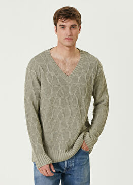 Bej Logo Jakarlı Keten Kazak