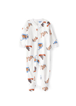 Ekru Polar Uzun Kollu Erkek Çocuk Patikli Tulum