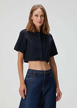 Morsine Lacivert Crop Hırka