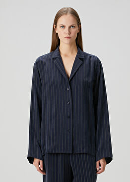 Phoebe Lacivert Çizgili Gömlek