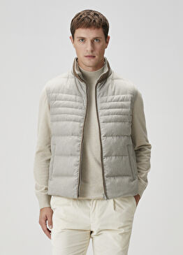 Açık Gri Kapitoneli Yün Yelek